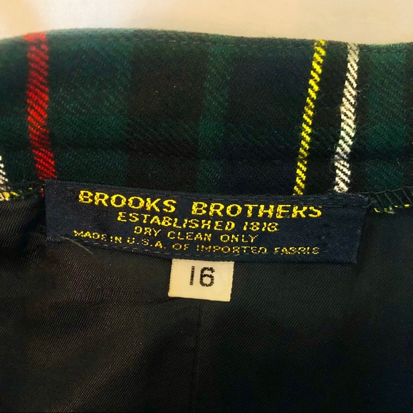Vintage Brooks Brothers Pleated Plaid Wool Midi Skirt Size 10/12 Made in USA - Picture 4 of 7